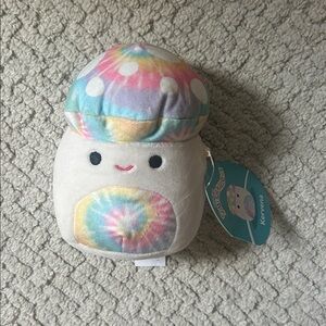 Squishmallows Kervena Pastel Tie-Dye Mushroom Plush - Rainbow Pastels & Cream